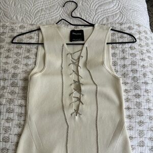 Bershka White Lace-Up Tank Top